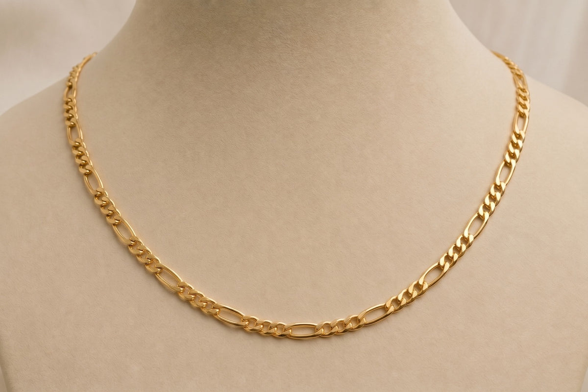 Colar elo alternado oco 3x1 em ouro 18k masculino