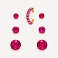 Trio Brinco zircônia Pink e piercing fake