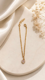 Pulseira corrente com pingente coração rosa