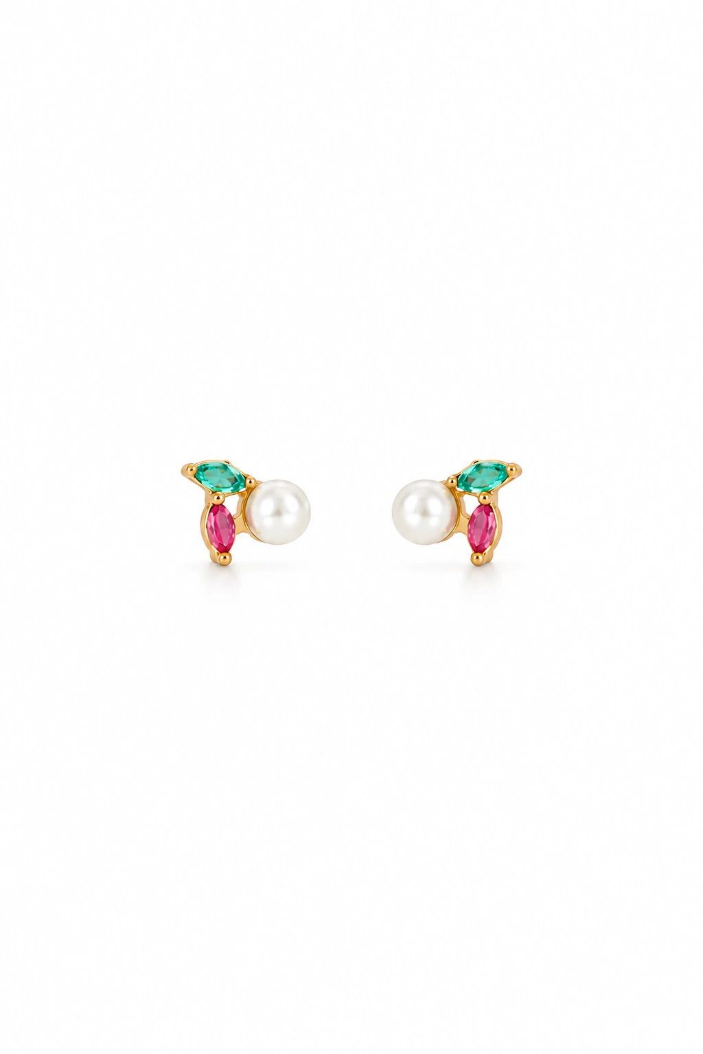 Brinco Pérola com Zircônia Colorida