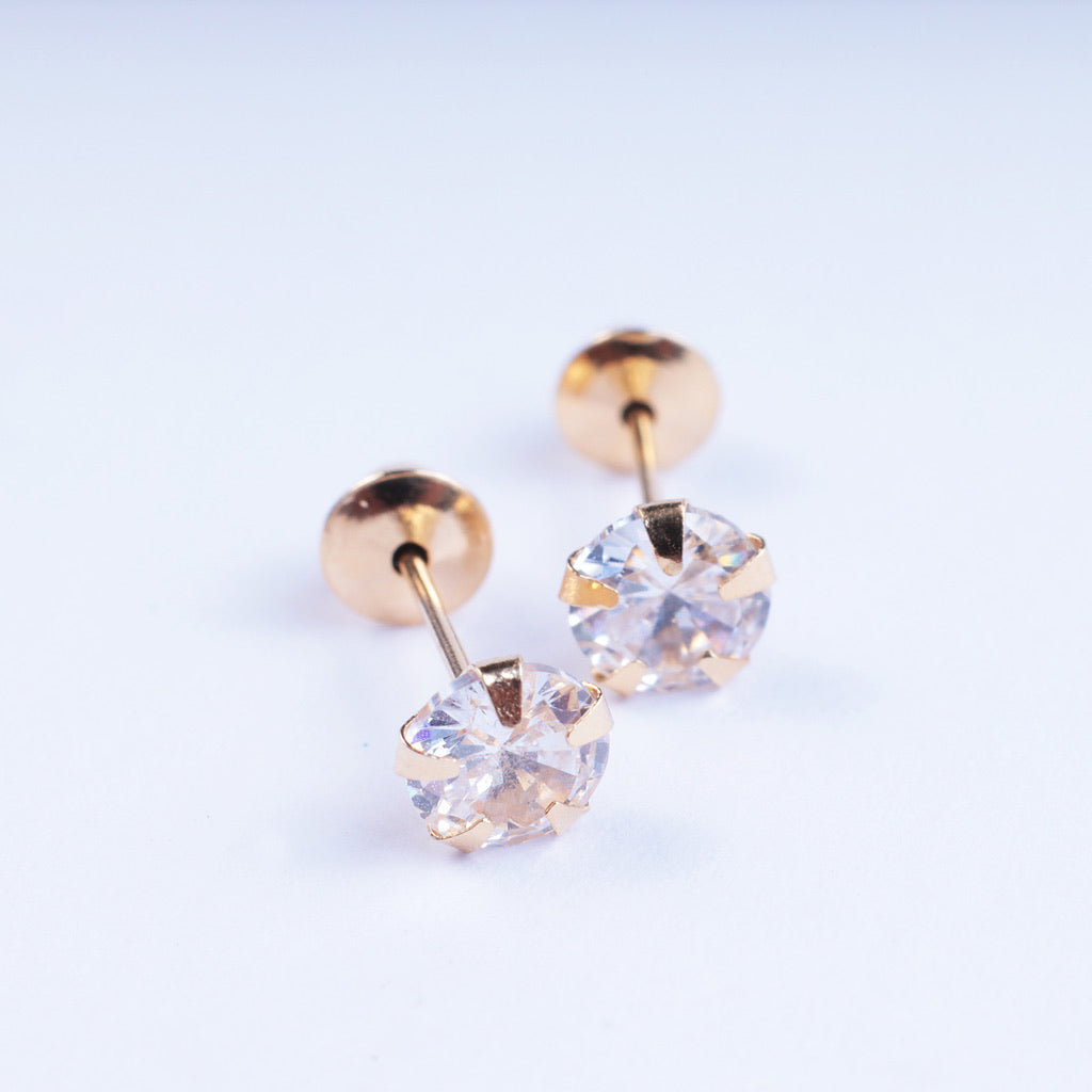 Brinco Ouro 18k ponto luz 6mm