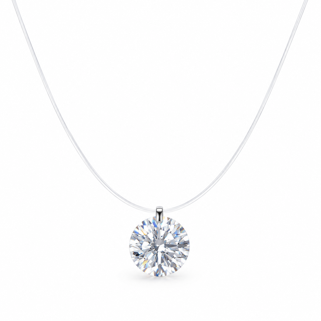 Colar Fio Invisível Ponto de Luz 10mm Moissanite
