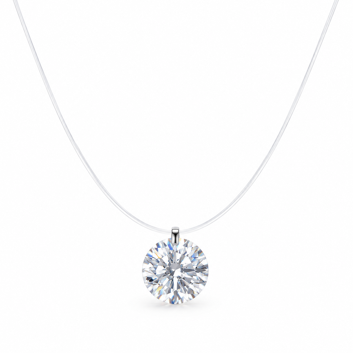 Colar Fio Invisível Ponto de Luz 10mm Moissanite