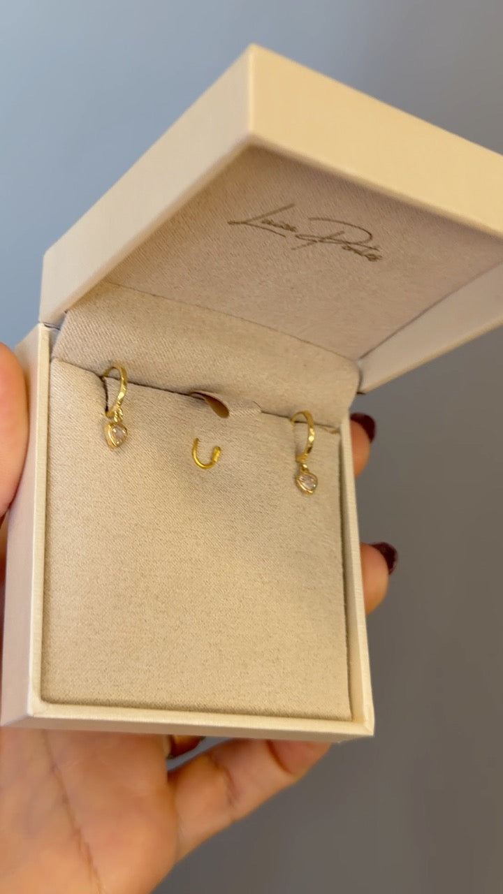 Brinco Ouro 18k Argola com Pingente Coração