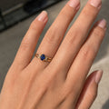 Anel Ouro 18k Zircônia Azul