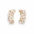 Brinco Argola Floral Madrepérola com Zircônias