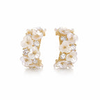Brinco Argola Floral Madrepérola com Zircônias