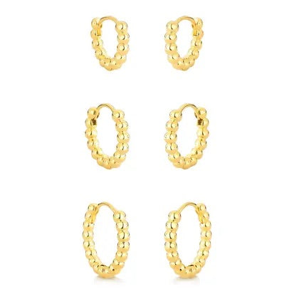 Trio Argola Bolinhas Dourado