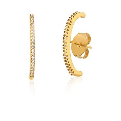 Brinco Argola Cravejada Zirconia Dourado