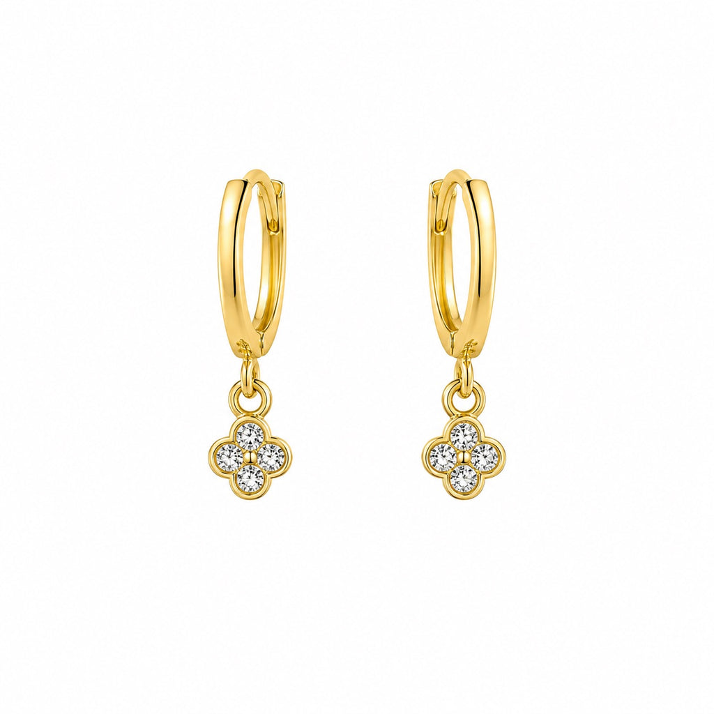 Brinco Argola com Pingente Flor Trevo P