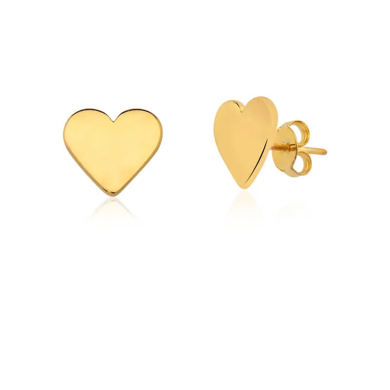 Brinco Coracao Liso Dourado