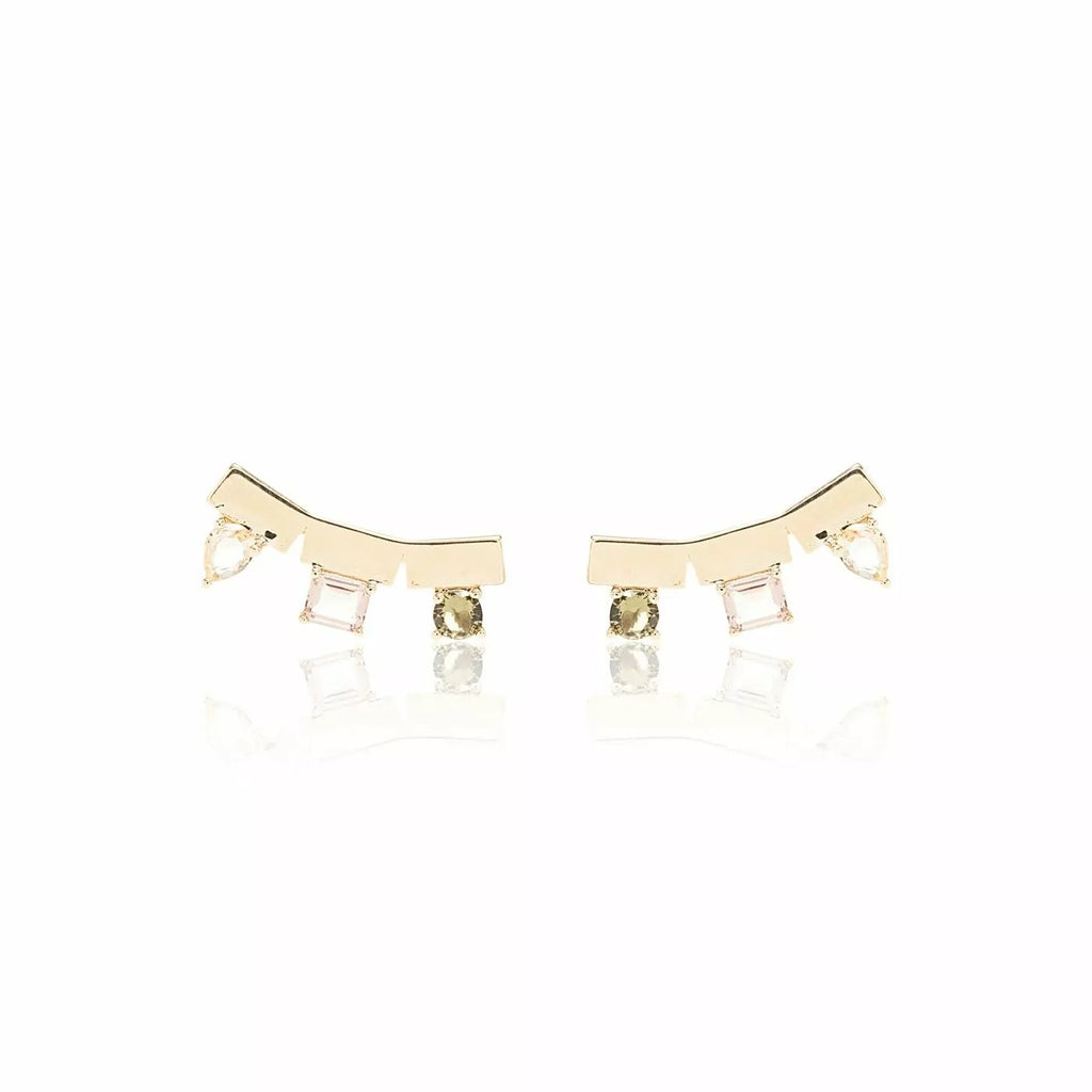 Brinco Earcuff Formas Geométricas Coloridas