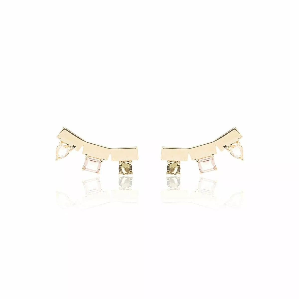 Brinco Earcuff Formas Geométricas Coloridas