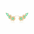 Brinco EarCuff Esmeralda e Zirconia Cristal
