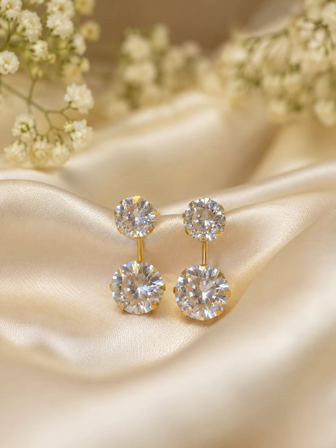 Brinco Ear Jacket Duplo Zirconia Cristal