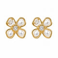 Brinco Flor Perola e Zirconia