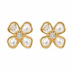 Brinco Flor Perola e Zirconia