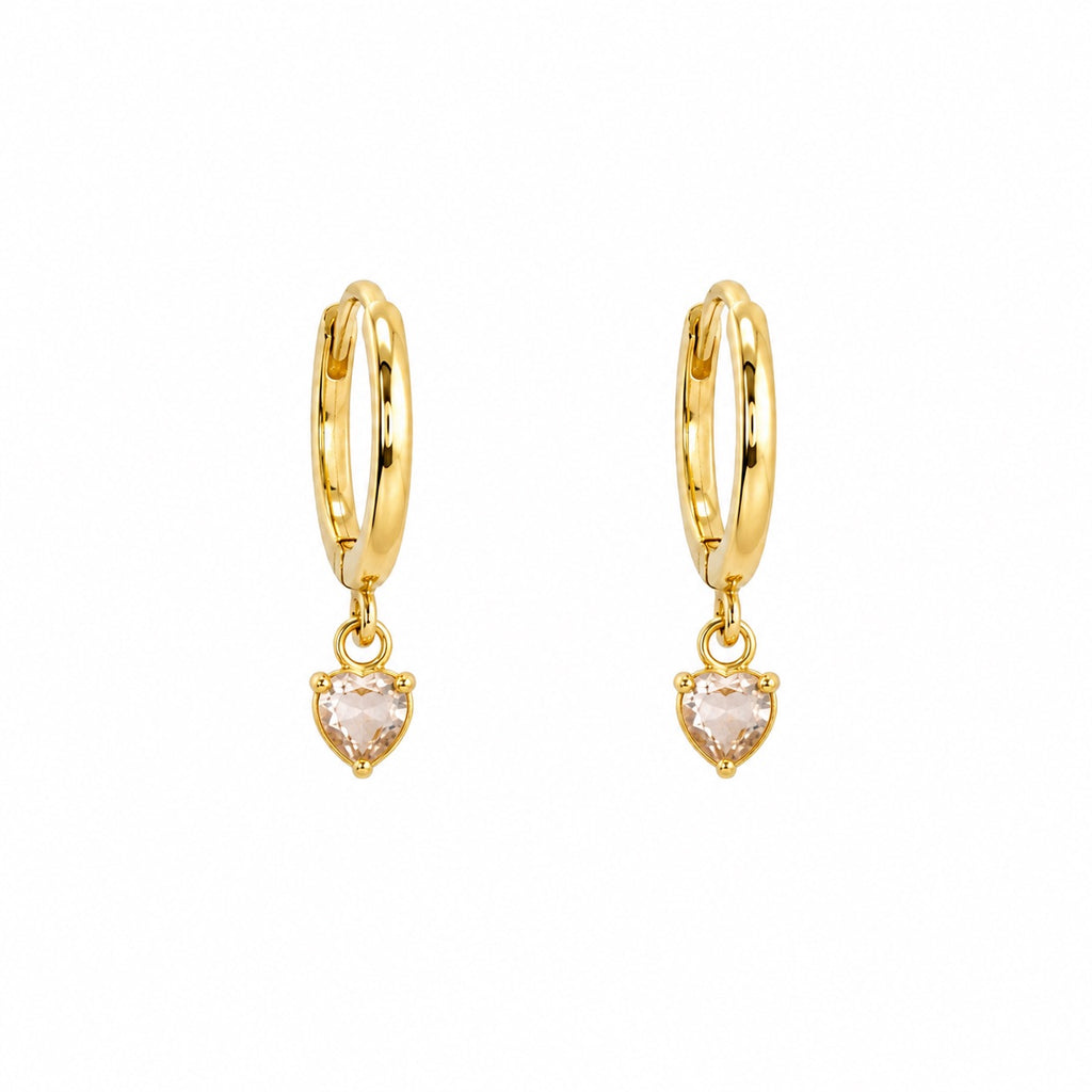 Brinco Ouro 18k Argola com Pingente Coração