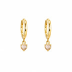 Brinco Ouro 18k Argola com Pingente Coração