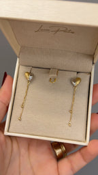 Brinco Ouro 18k Coraçao com Corrente