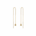 Brinco Agulha em Ouro 18k Ear Threader Corrente com Esfera