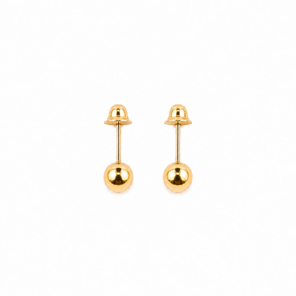 Brinco Ouro 18k Esfera com Tarraxa Baby