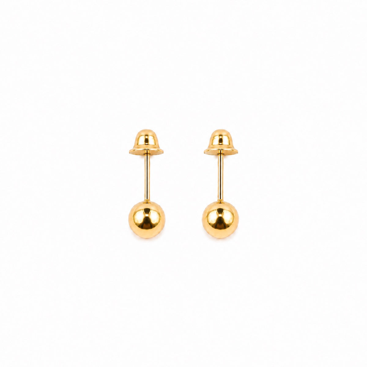 Brinco Ouro 18k Esfera com Tarraxa Baby