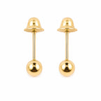 Brinco Ouro 18k Esfera com Tarraxa Baby