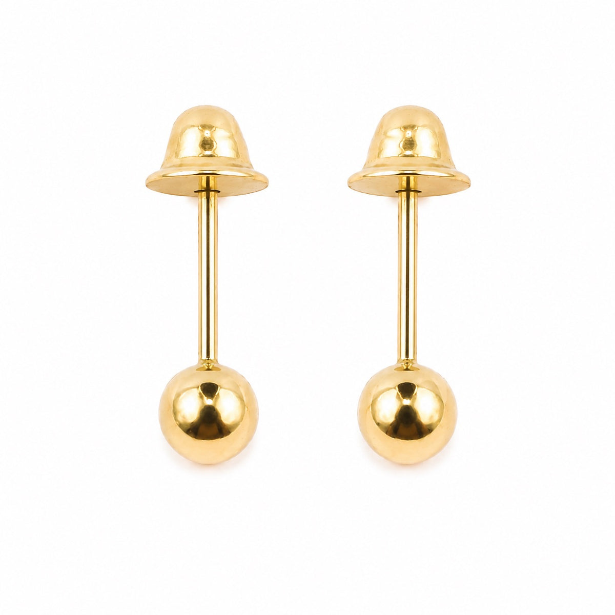 Brinco Ouro 18k Esfera com Tarraxa Baby