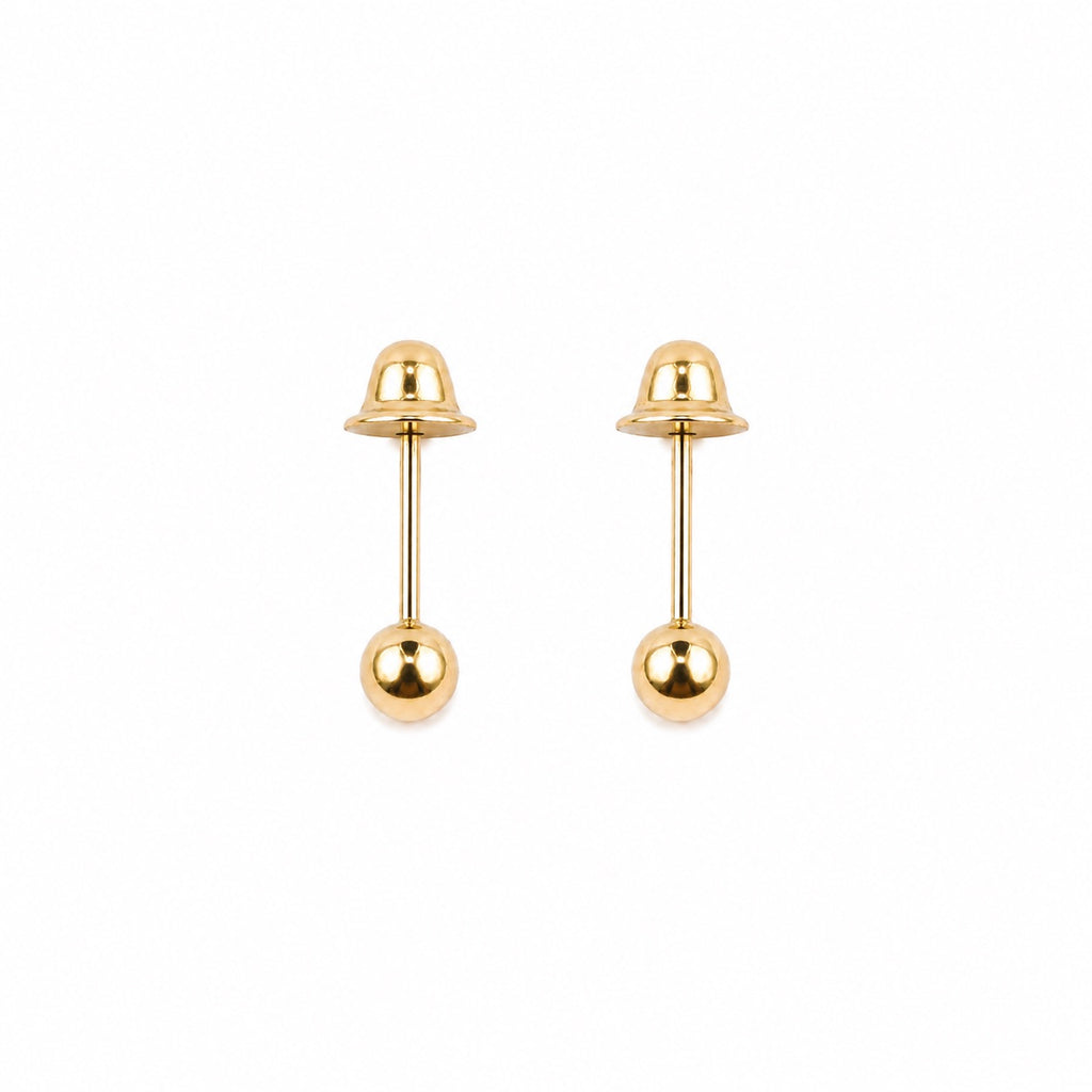 Brinco Ouro 18k Esfera com Tarraxa Baby
