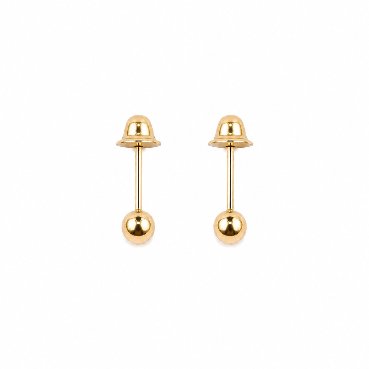 Brinco Ouro 18k Esfera com Tarraxa Baby