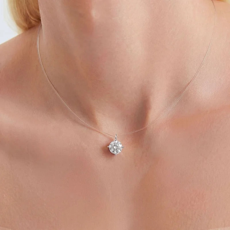 Colar Fio Invisivel Ponto de Luz 6mm Moissanite