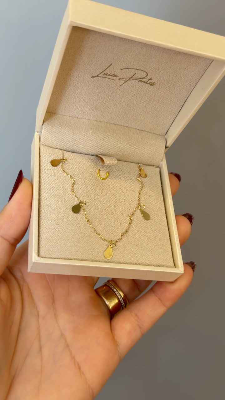 Colar Gotas em Ouro 18k Medalhas Lisas