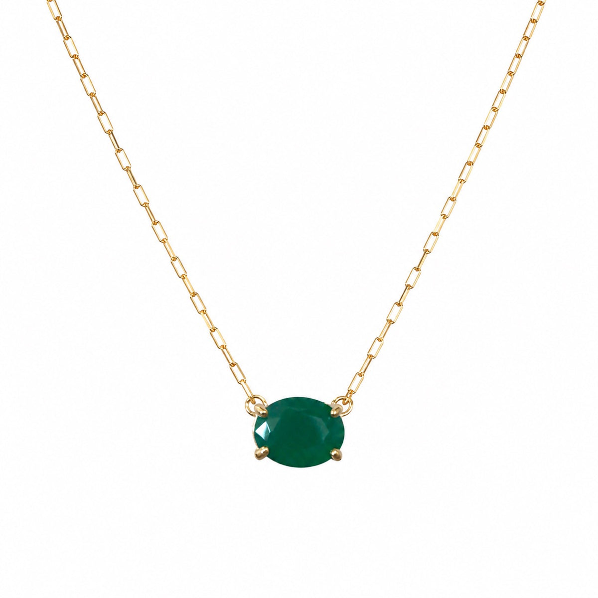Colar Ouro em 18k com Pedra Natural Ágata Verde