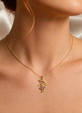 Pingente Menina com Pedra Zircônia Rosa em Ouro 18k