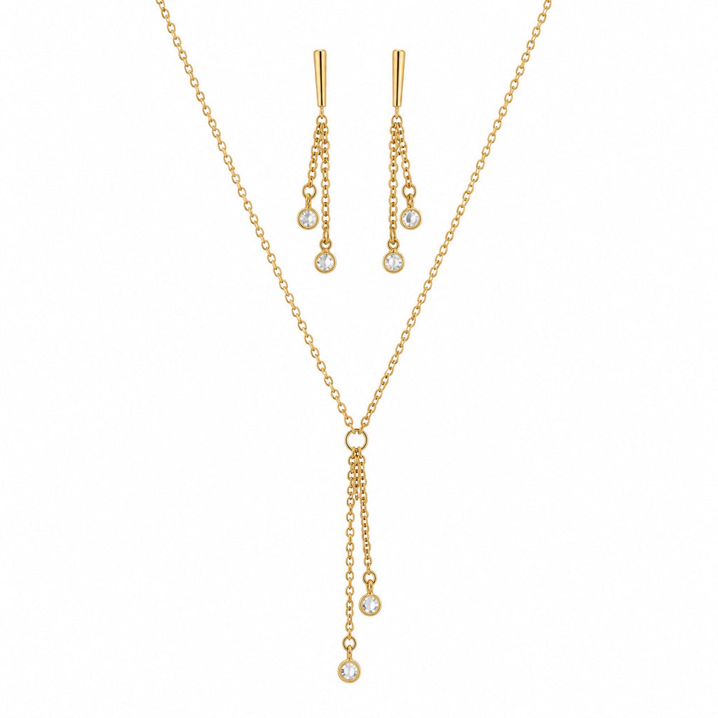 Conjunto Colar Gravatinha e Brinco Corrente