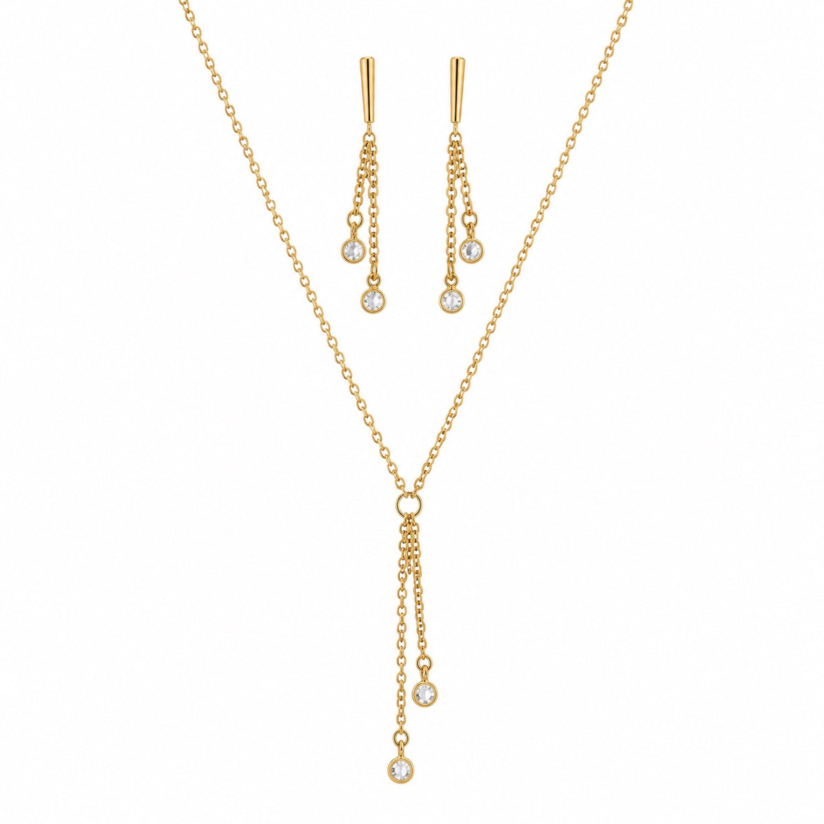 Conjunto Colar Gravatinha e Brinco Corrente