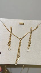 Conjunto Colar Gravatinha e Brinco Corrente