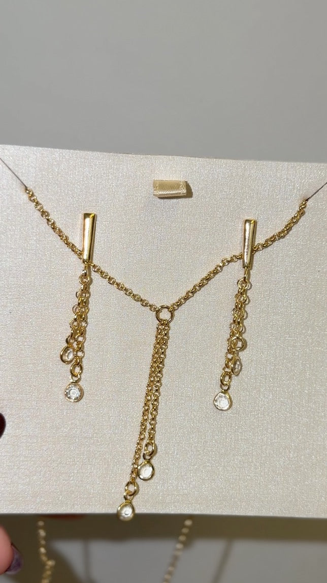 Conjunto Colar Gravatinha e Brinco Corrente