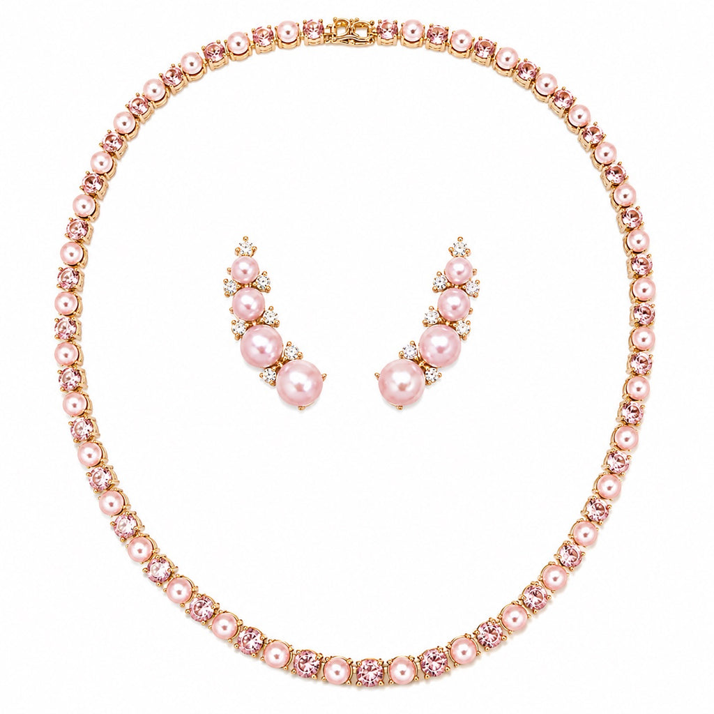 Conjunto Colar Riviera e Brinco Earcuff Pérola
