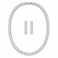 Conjunto Colar Riviera e Brinco Zirconia Cristal Baguete