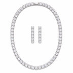 Conjunto Colar Riviera e Brinco Zirconia Cristal Baguete