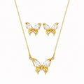 Conjunto Colar e Brinco Borboleta Zircônia Cristal