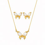 Conjunto Colar e Brinco Borboleta Zircônia Cristal