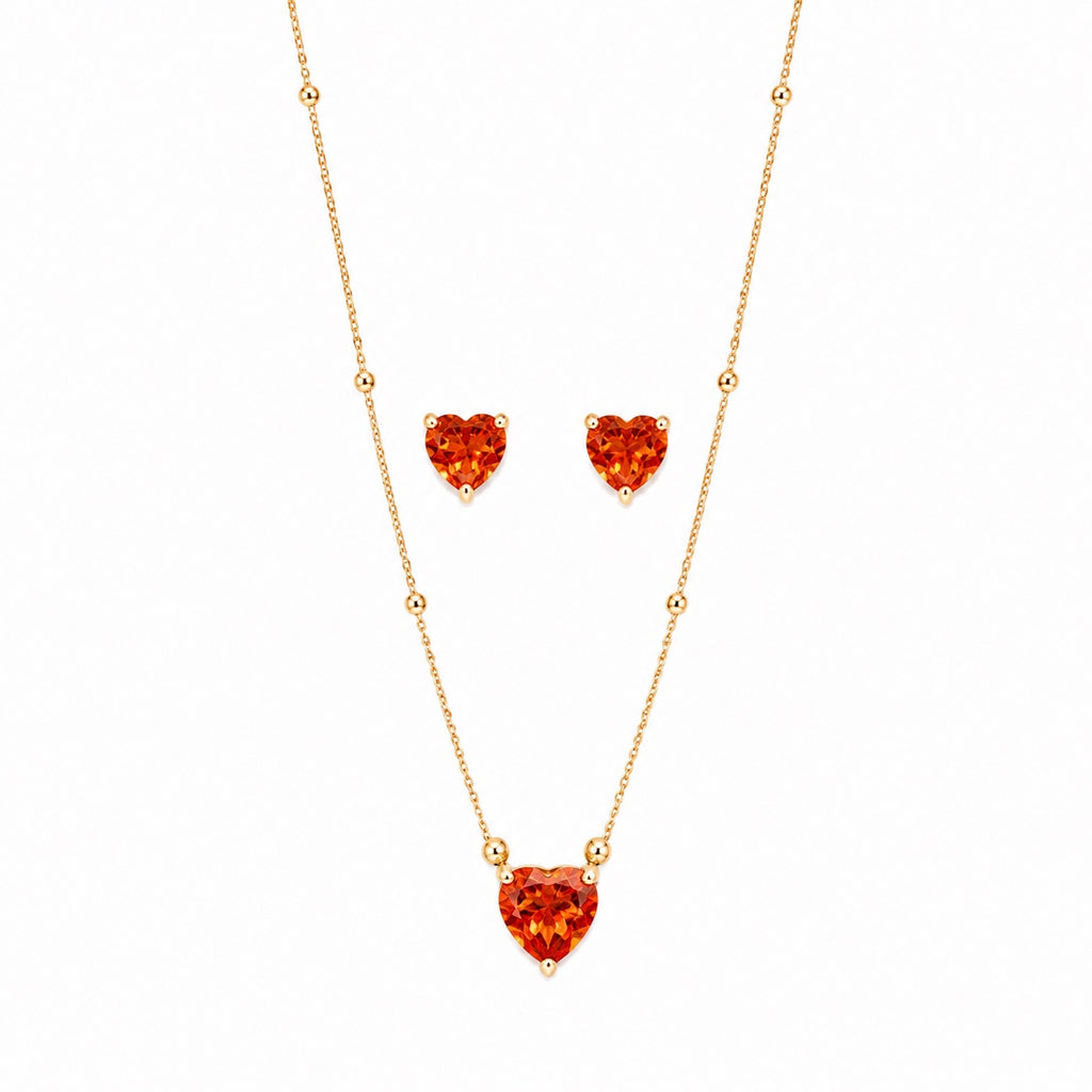 Conjunto Colar e Brinco Coração Aperol
