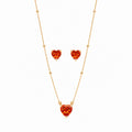 Conjunto Colar e Brinco Coração Aperol