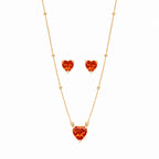 Conjunto Colar e Brinco Coração Aperol