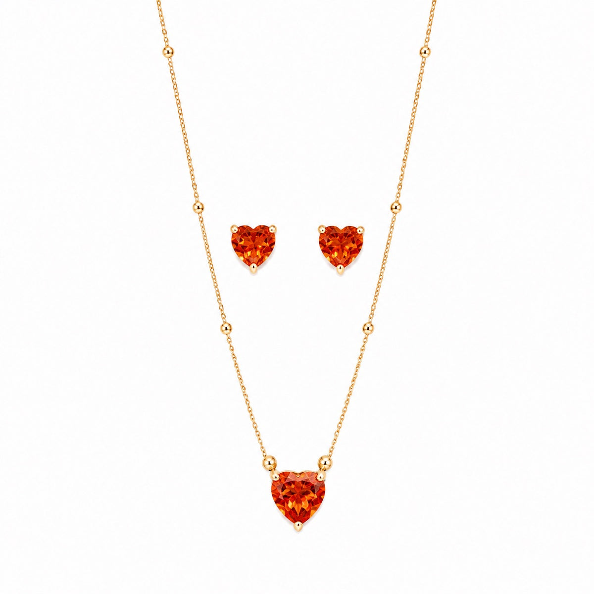 Conjunto Colar e Brinco Coração Aperol