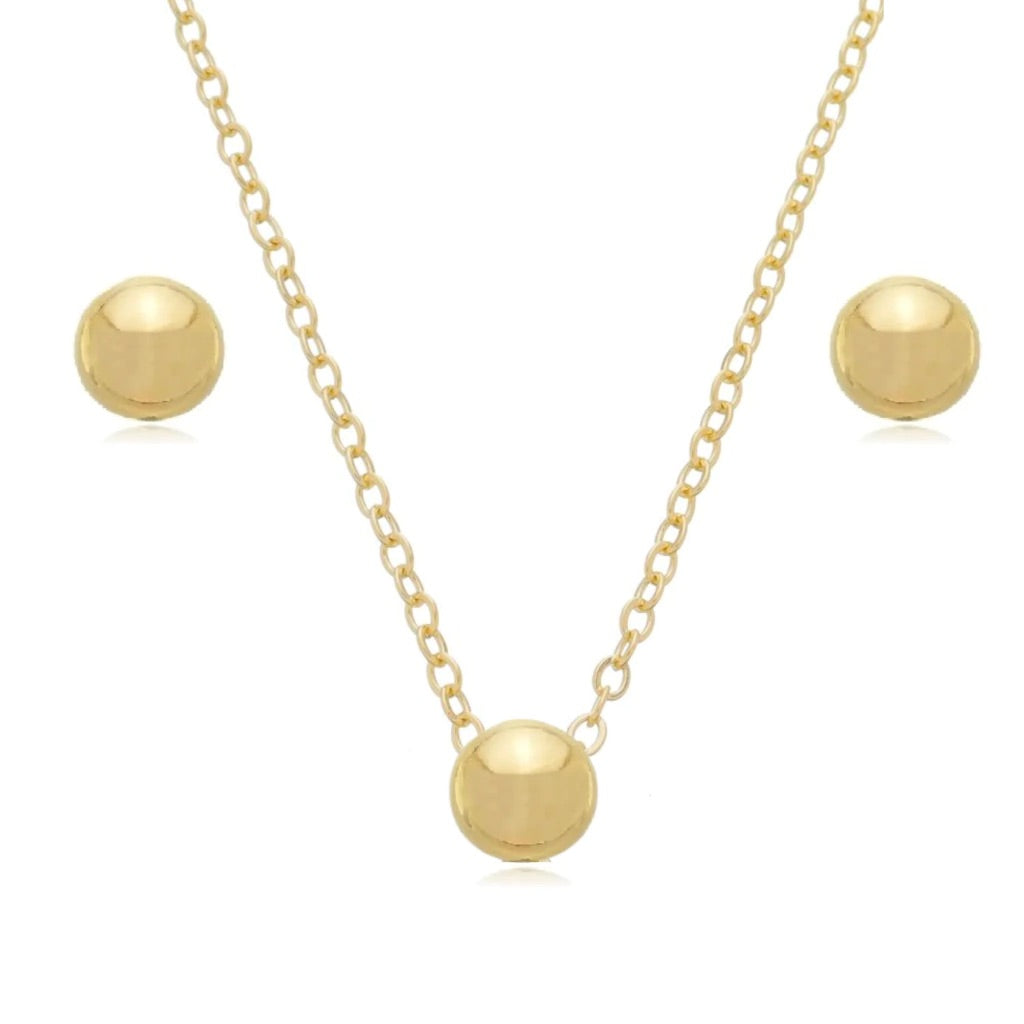 Conjunto Colar e Brinco Esfera Lisa