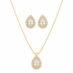 Conjunto Colar e Brinco Gota Zircônia Cristal